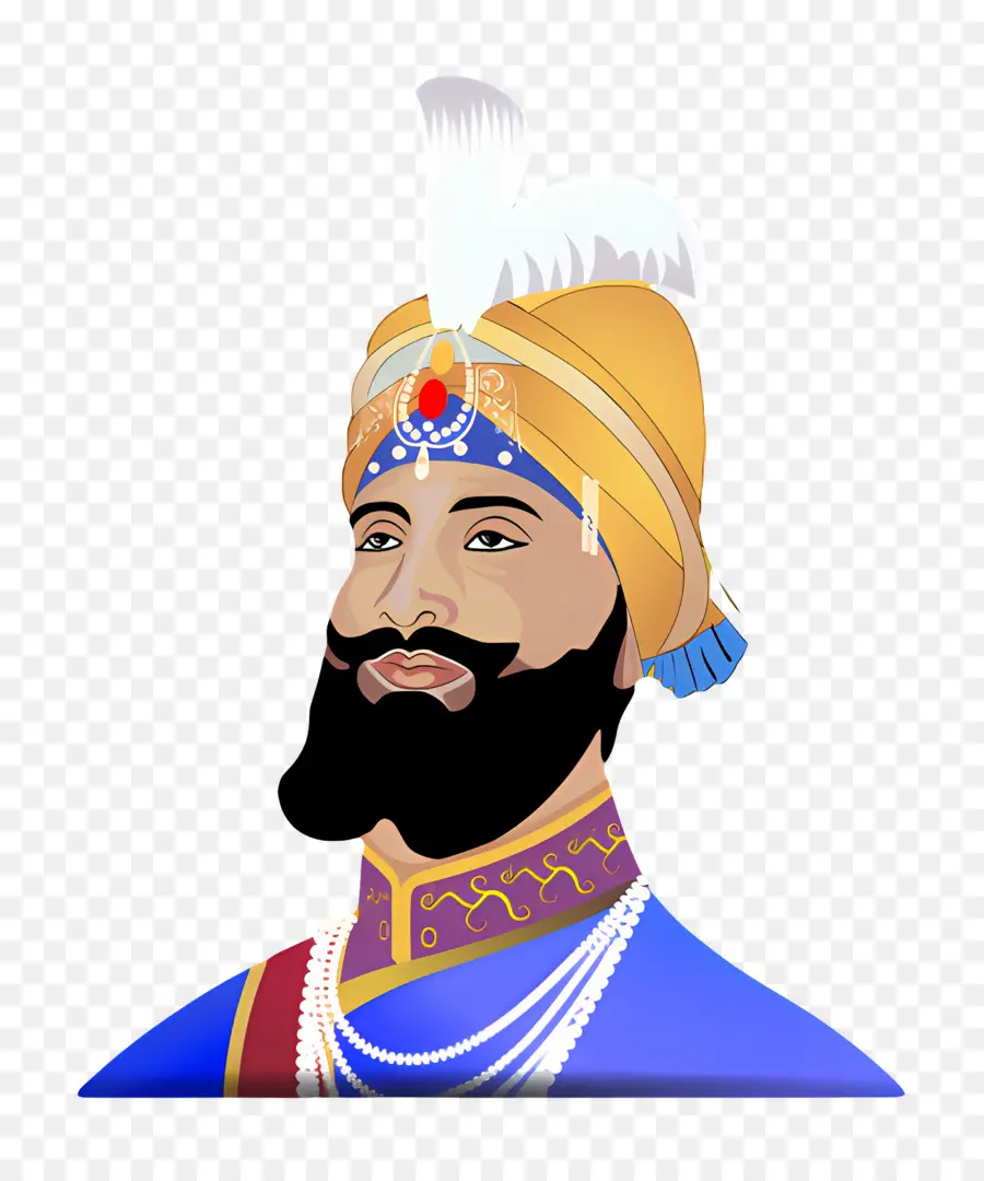 Guru Gobind Singh，Ilustrasi Tokoh Sejarah PNG