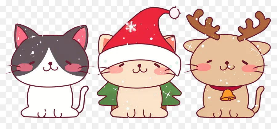 Hewan Natal，Kucing Lucu Dengan Topi Natal PNG