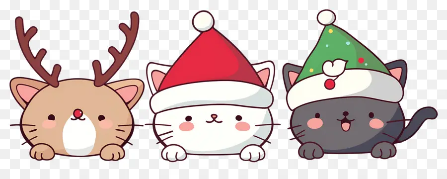 Hewan Natal，Kucing Lucu Dengan Topi Natal PNG