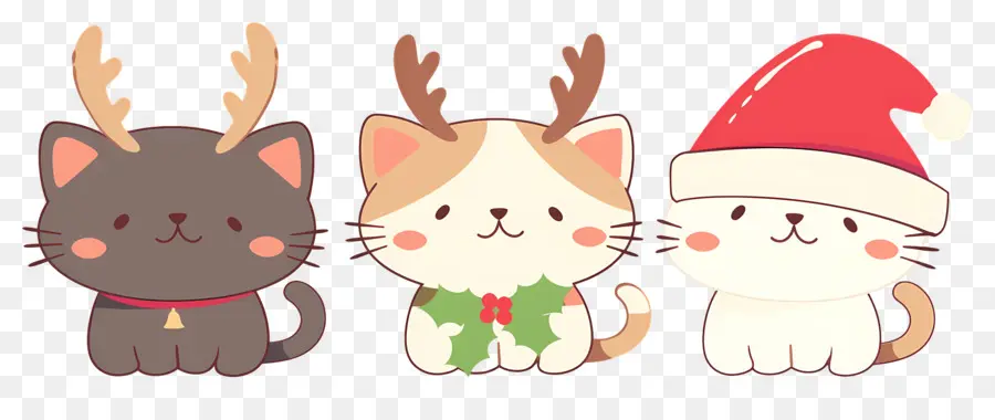 Hewan Natal，Kucing Lucu Dengan Topi Natal PNG