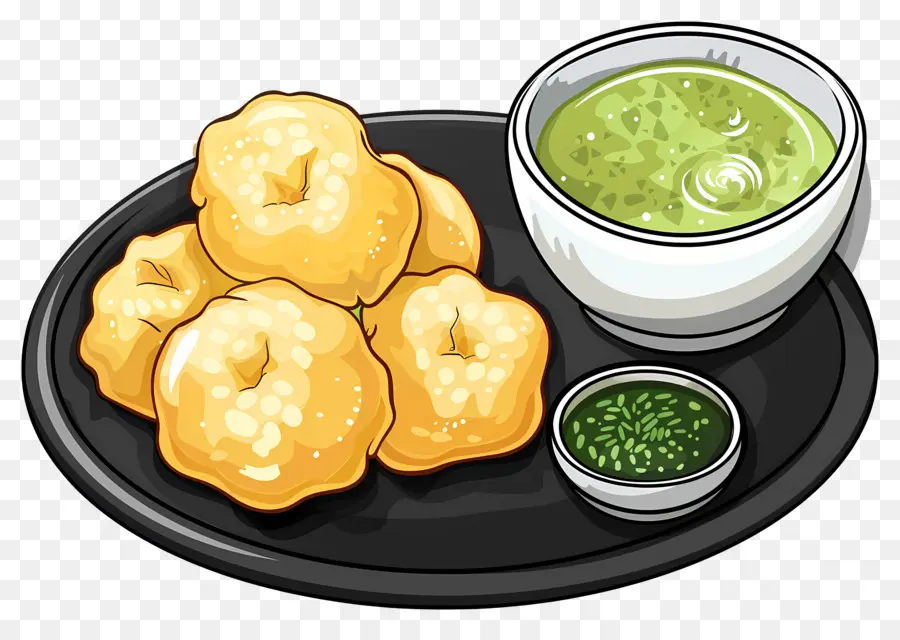 Masakan India，Makanan Ringan India Dengan Chutney PNG