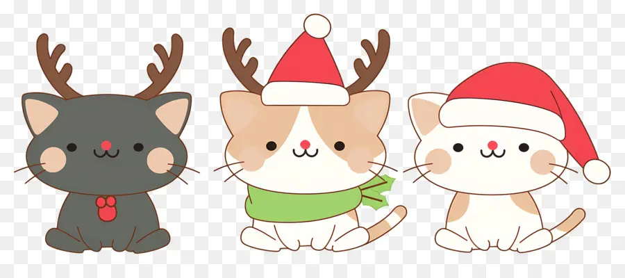 Hewan Natal，Kucing Lucu Dengan Topi Natal PNG