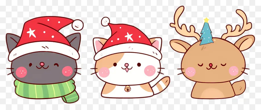 Hewan Natal，Kucing Lucu Dengan Topi Natal PNG