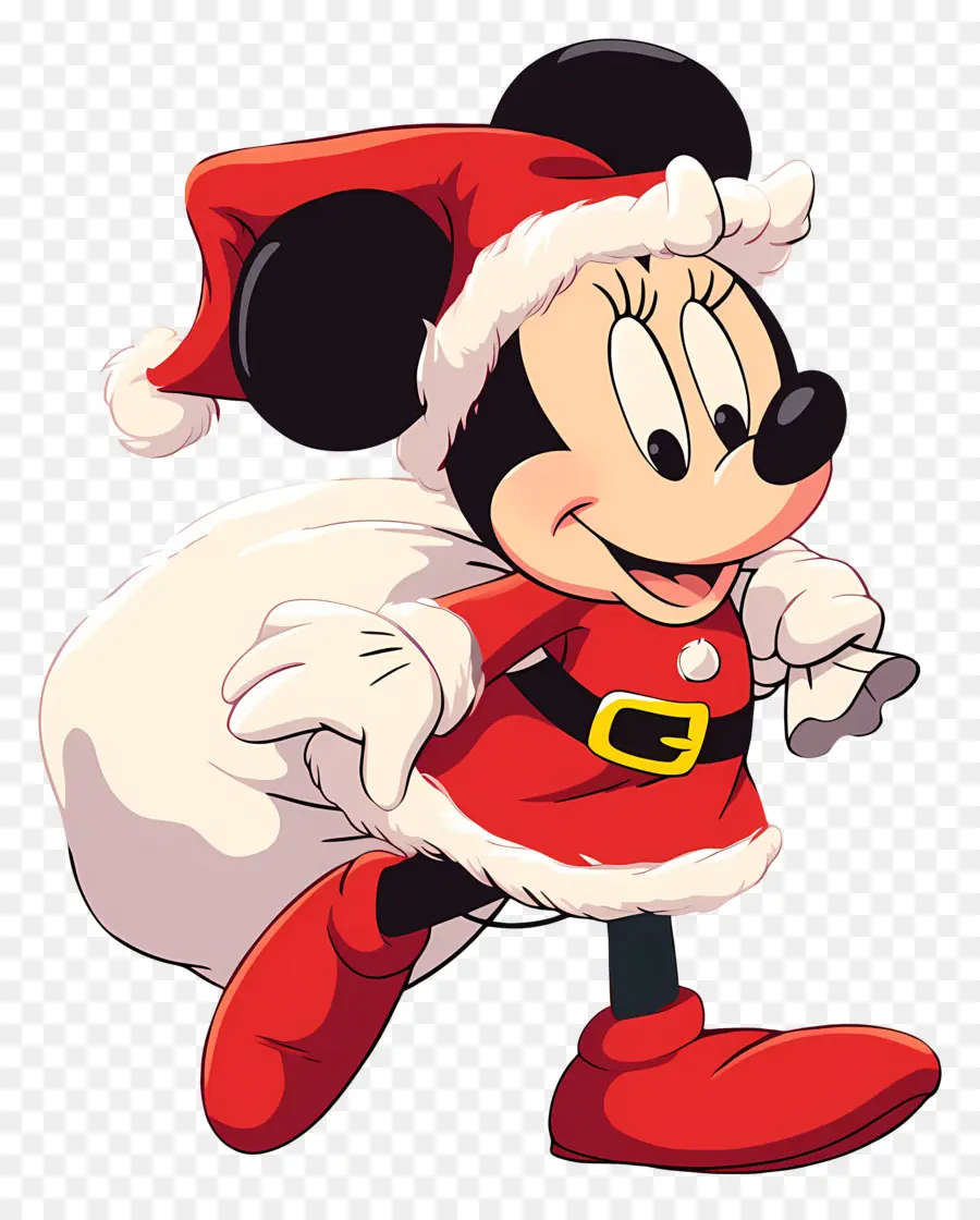 Minnie Tikus，Karakter Dalam Pakaian Santa PNG