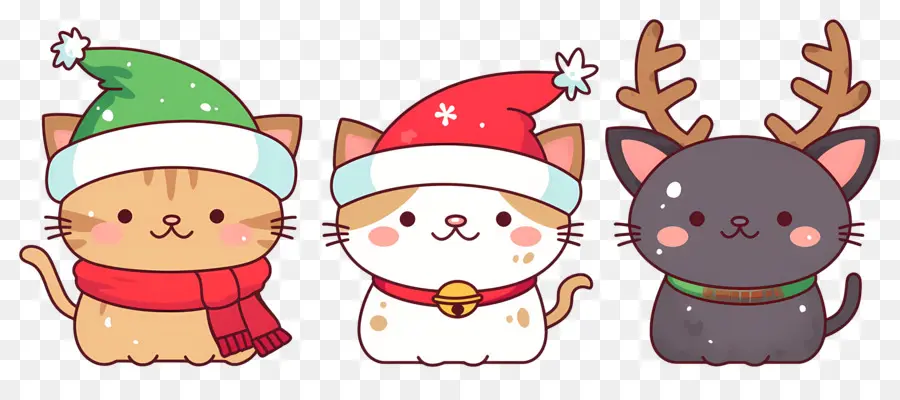 Hewan Natal，Kucing Lucu Dengan Topi Natal PNG