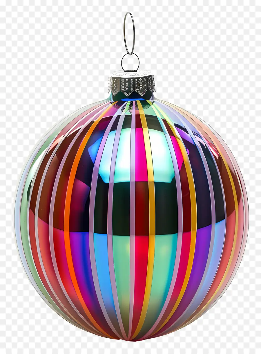 Ornamen Bola Bergaris，Ornamen Berwarna Warni PNG