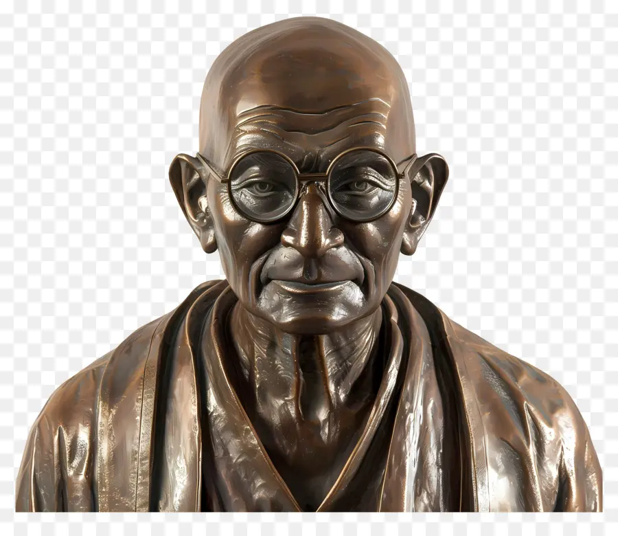 Gandhi Jayanti，Patung Perunggu Berkacamata PNG