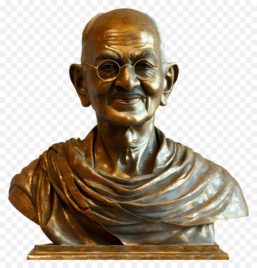 Gandhi Jayanti，Patung Perunggu Berkacamata PNG