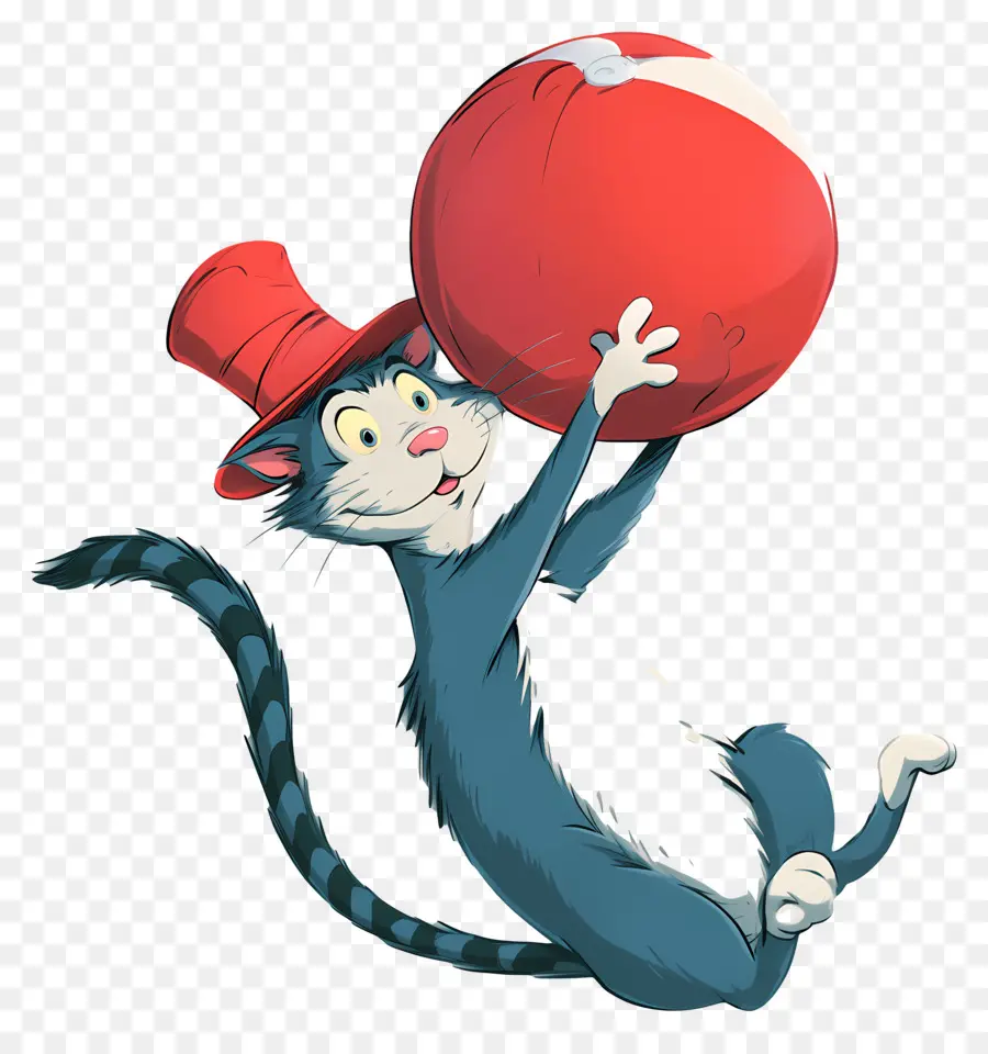 Dr Seuss，Kucing Dengan Bola Merah Besar PNG