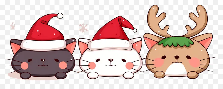 Hewan Natal，Kucing Lucu Dengan Topi Natal PNG