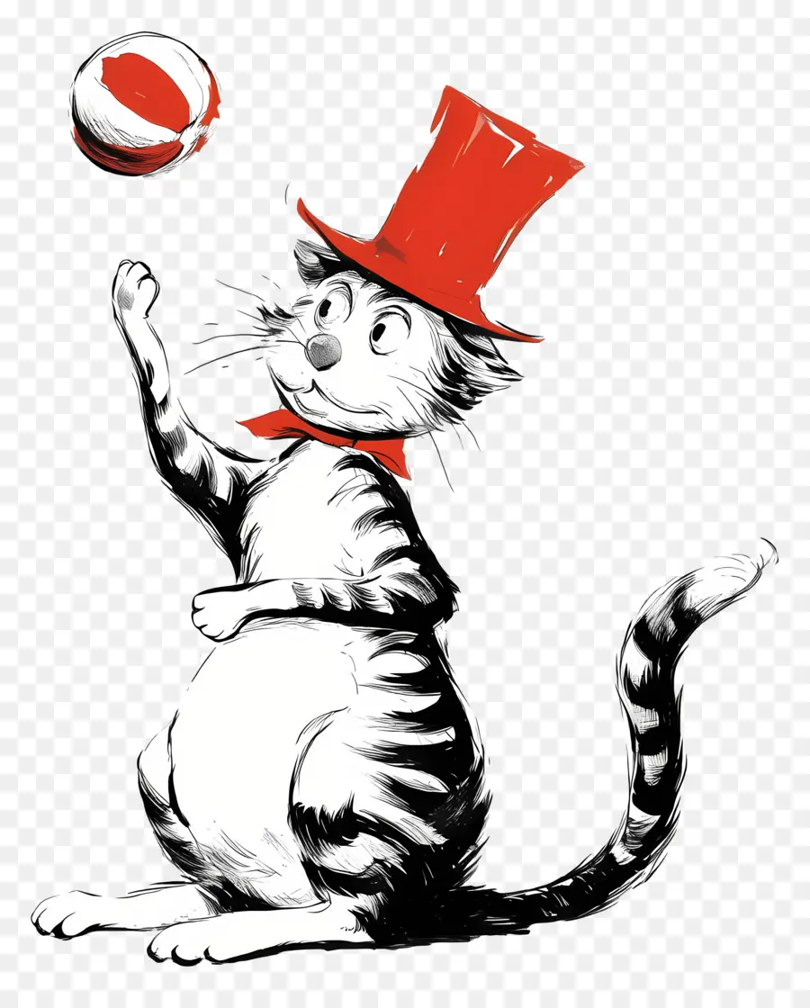 Dr Seuss，Kucing Dengan Topi Merah PNG