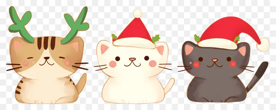 Hewan Natal，Kucing Lucu Dengan Topi Natal PNG