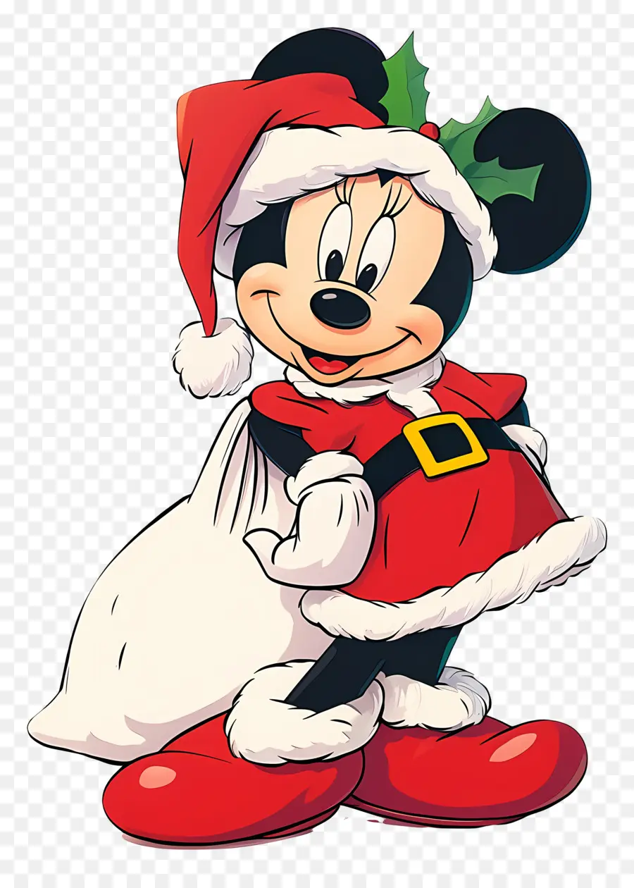 Minnie Tikus，Tikus Kartun Dengan Pakaian Santa PNG