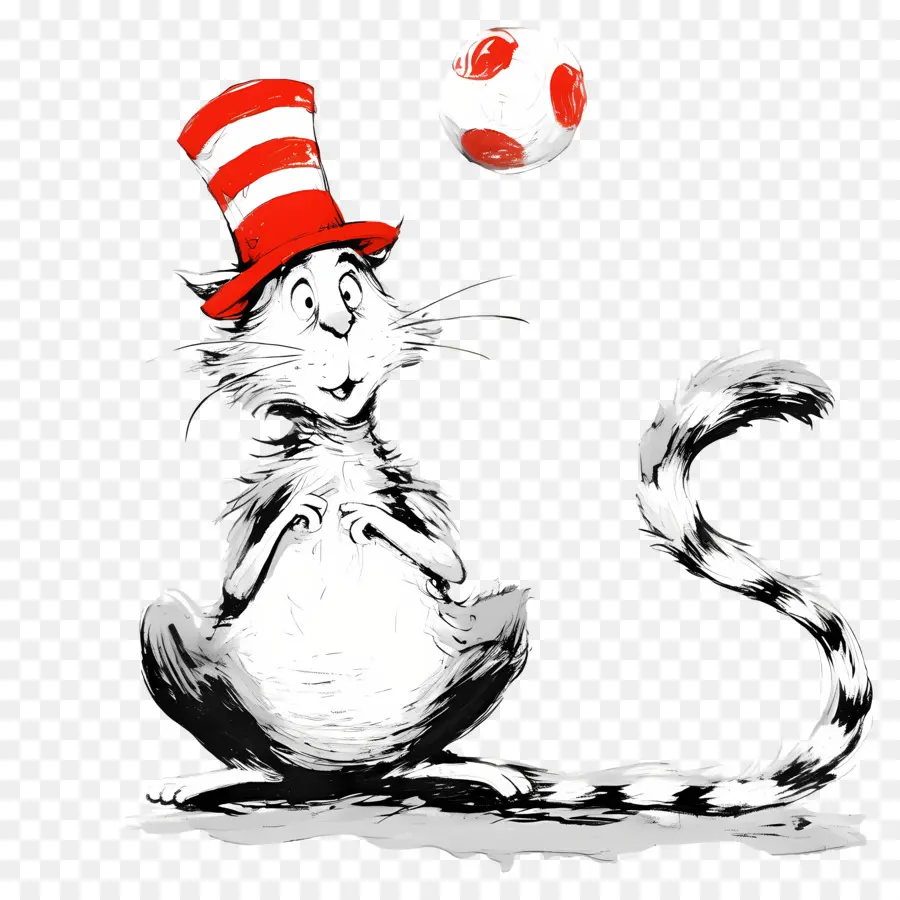 Dr Seuss，Kucing Dengan Topi Bergaris PNG