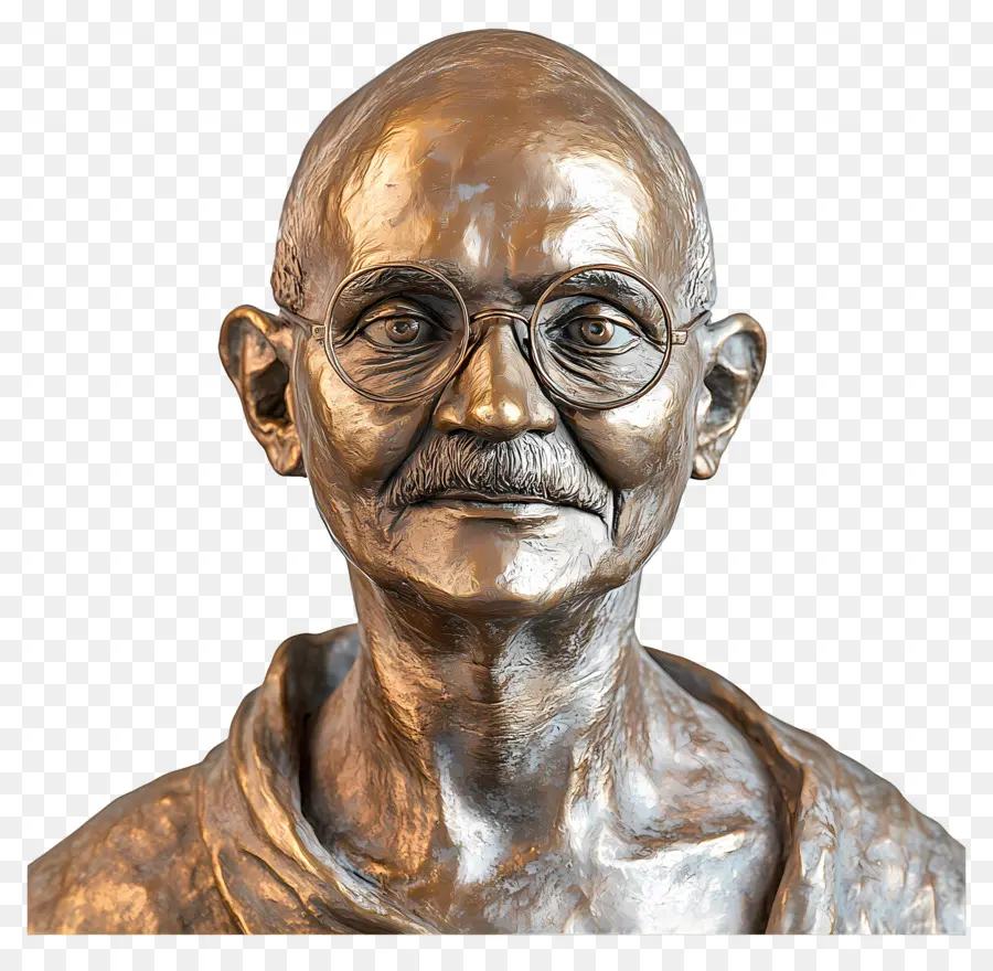 Gandhi Jayanti，Patung Perunggu Berkacamata PNG