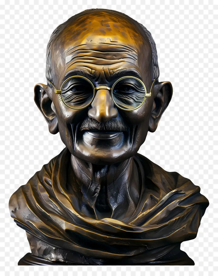 Gandhi Jayanti，Patung Perunggu Berkacamata PNG