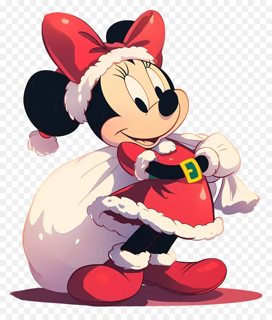 Minnie Tikus，Karakter Dalam Pakaian Santa PNG