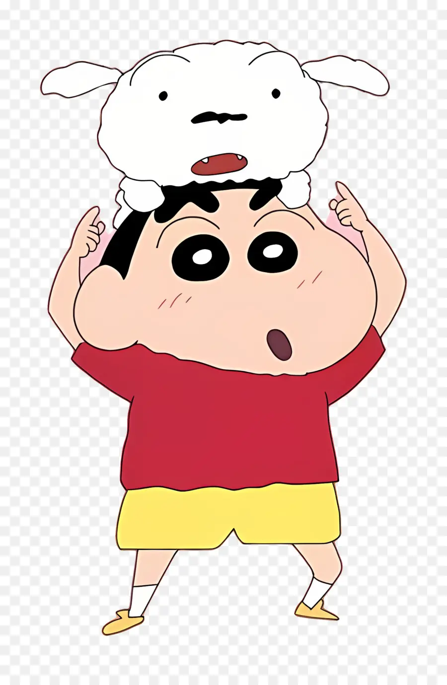 Shinchan，Bocah Kartun Dengan Anjing Di Kepala PNG