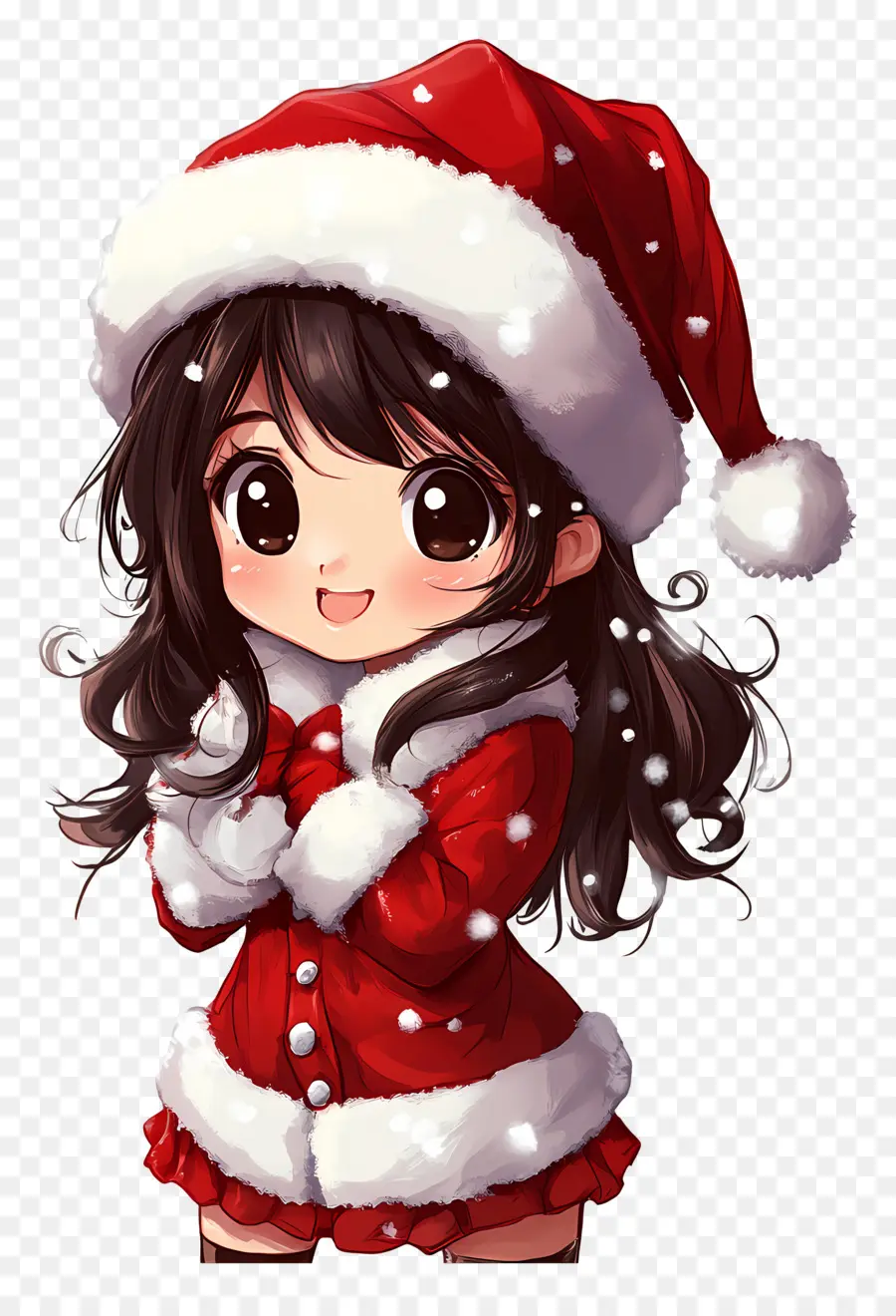 Anime Natal，Gadis Anime Dengan Pakaian Santa PNG