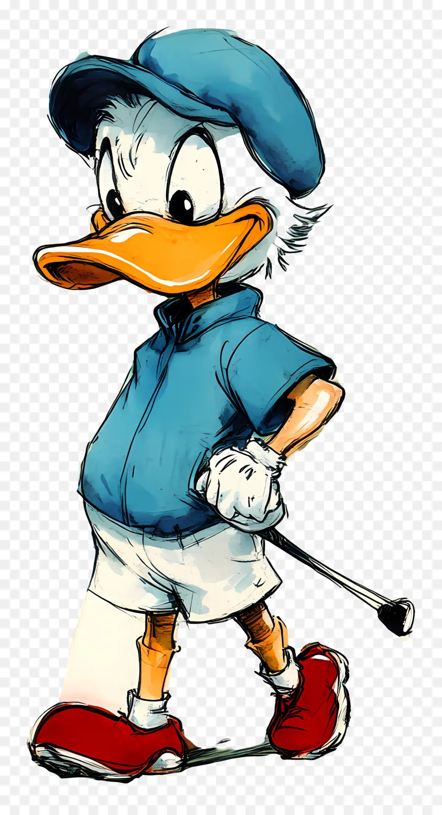 Donald Bebek，Bebek Dalam Pakaian Golf PNG