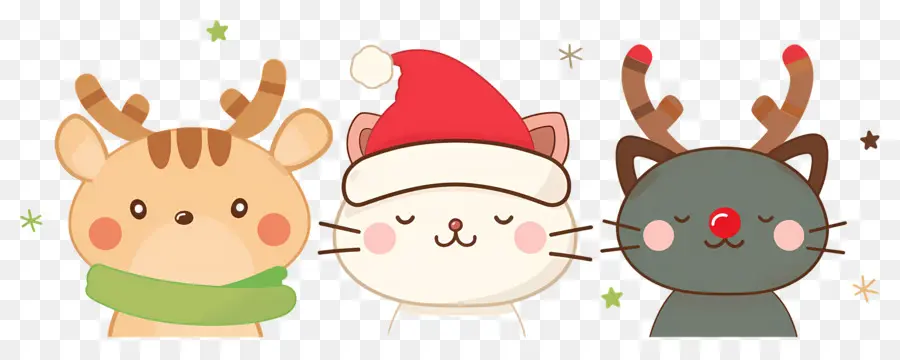 Hewan Natal，Kucing Lucu Dengan Topi Natal PNG