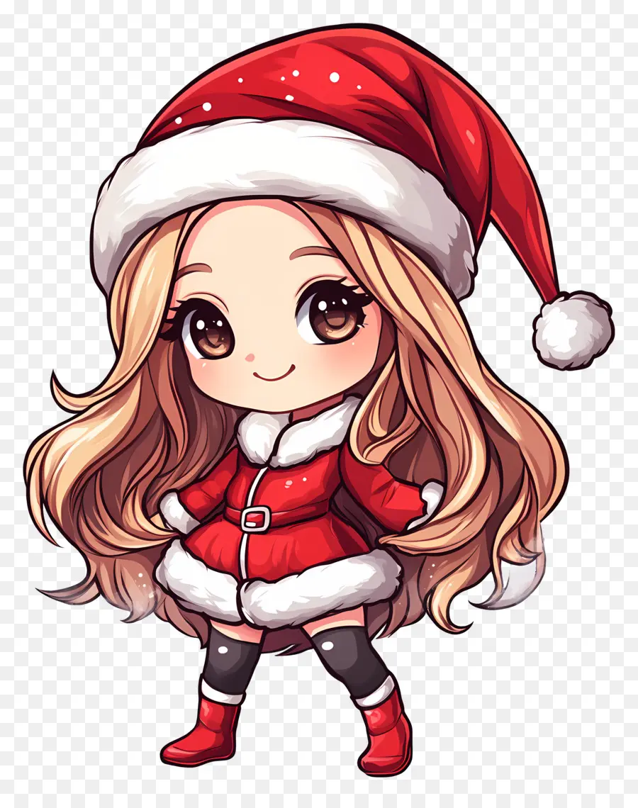 Anime Natal，Gadis Santa Chibi PNG