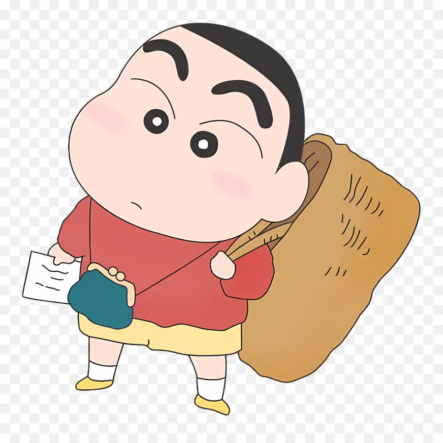 Shinchan，Bocah Kartun Dengan Tas PNG