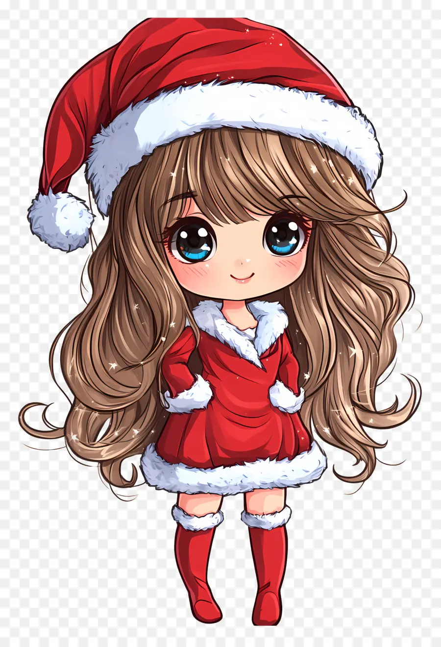 Anime Natal，Gadis Santa Chibi PNG