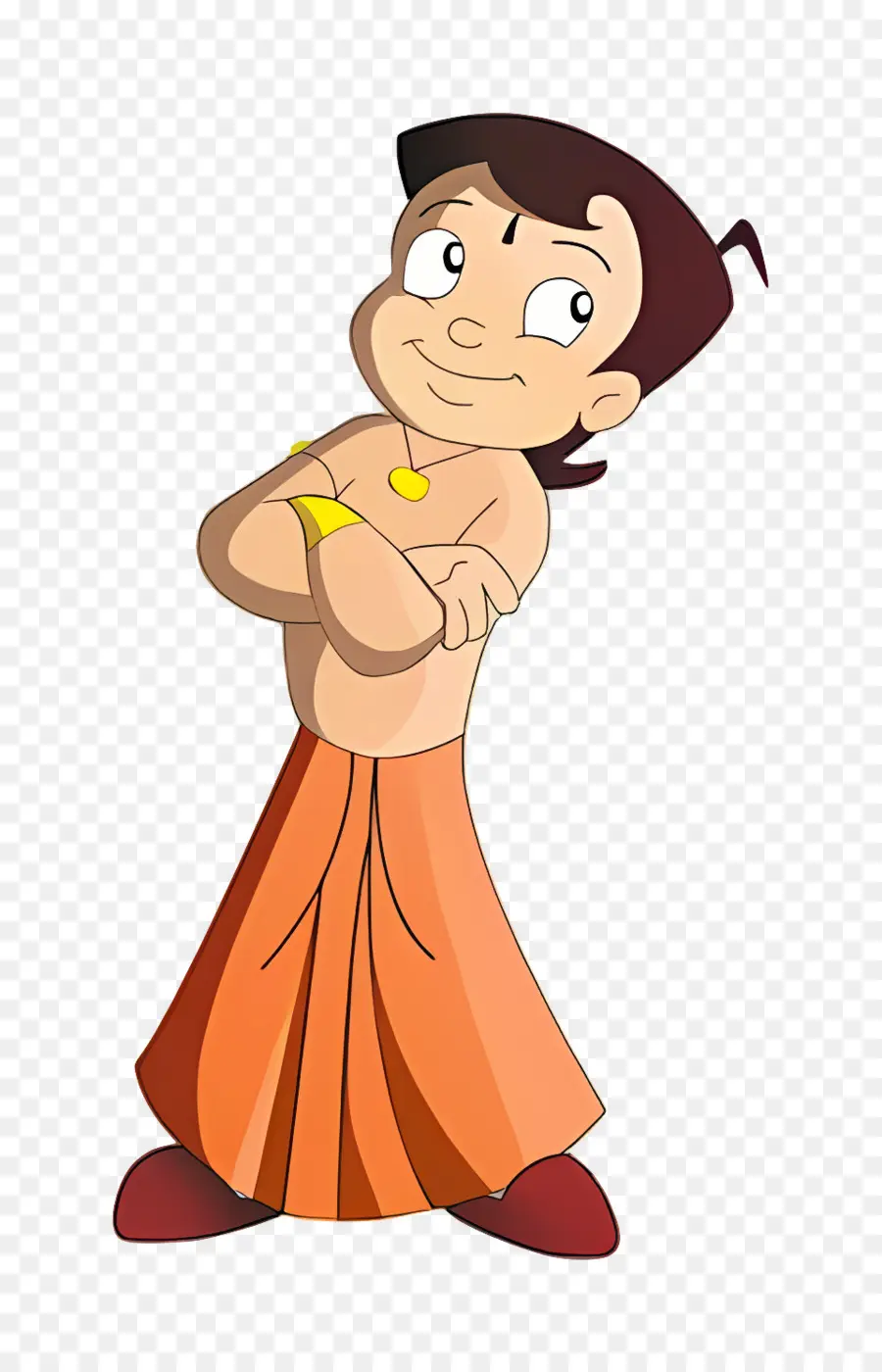 Chhota Bheem，Kartun Anak Laki Laki Berwarna Oranye PNG