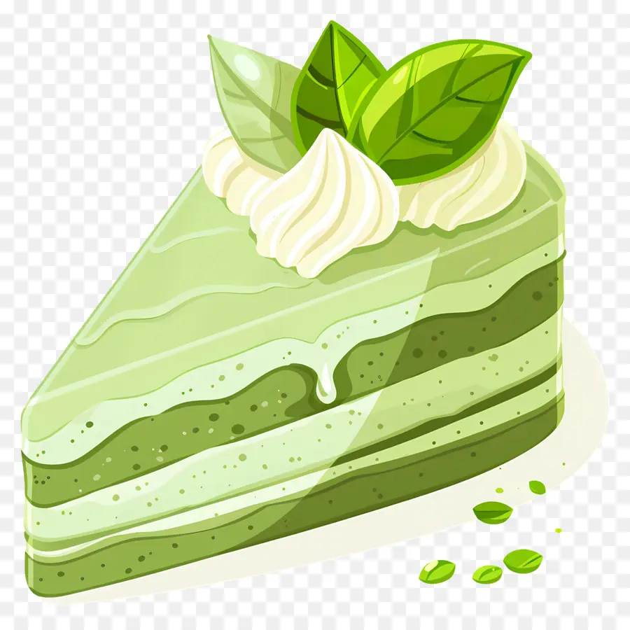 Kue Matcha，Irisan Kue Hijau PNG