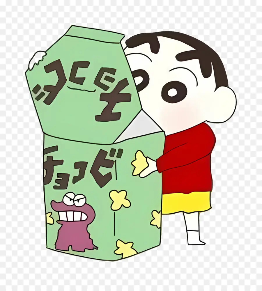 Shinchan，Karakter Kartun Dengan Kotak Makanan Ringan PNG