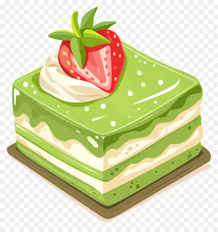 Kue Matcha，Kue Hijau Dengan Stroberi PNG