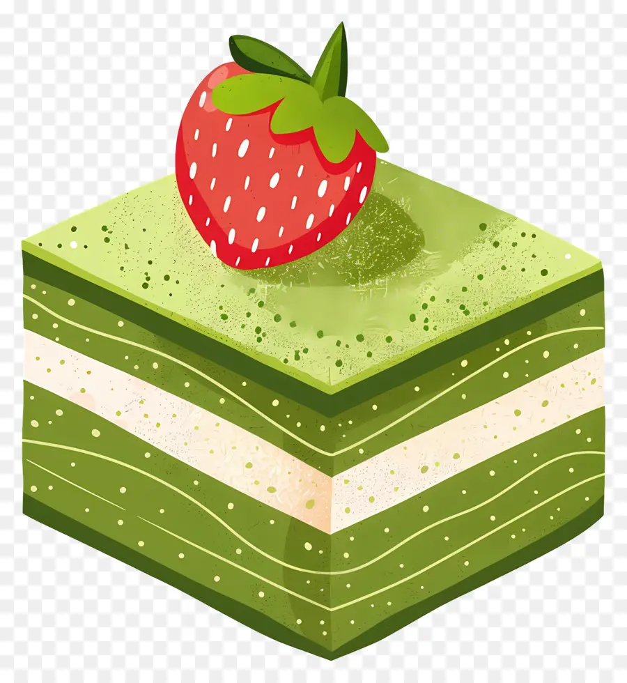 Kue Matcha，Kue Hijau Dengan Stroberi PNG