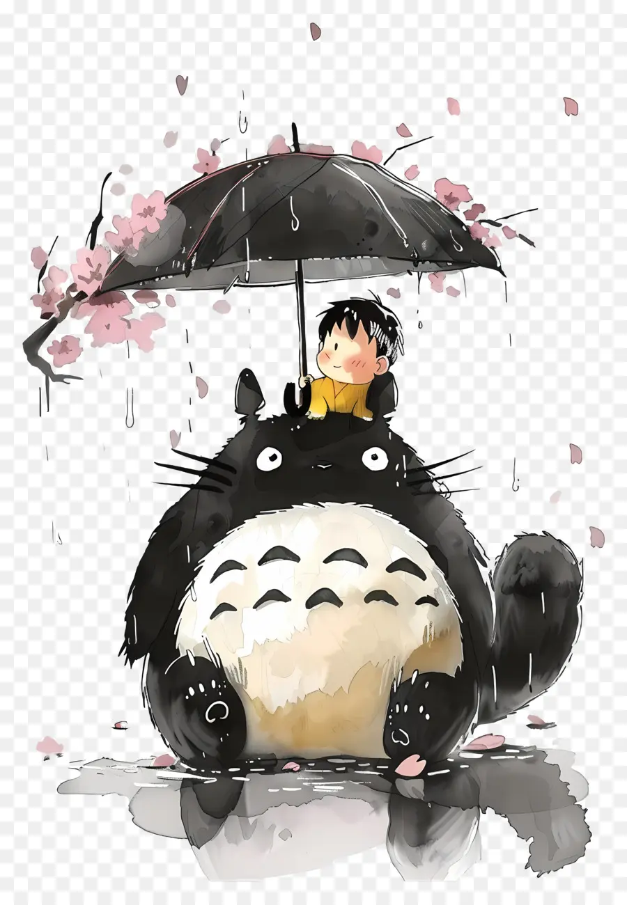 Totoro，Totoro Dengan Payung PNG