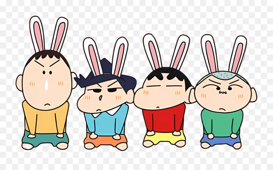 Shinchan，Karakter Kartun Dengan Telinga Kelinci PNG