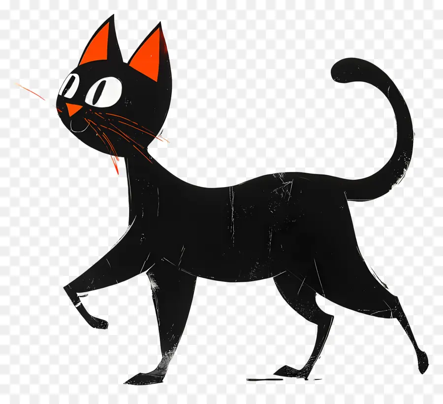 Kucing Berjalan，Kucing Hitam PNG