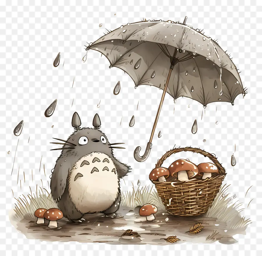 Totoro，Totoro Dengan Payung PNG