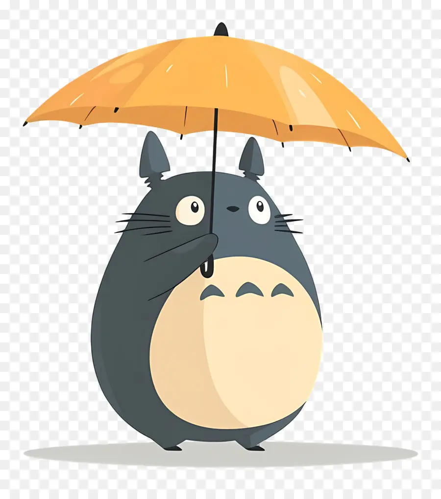 Totoro，Totoro Dengan Payung Oranye PNG