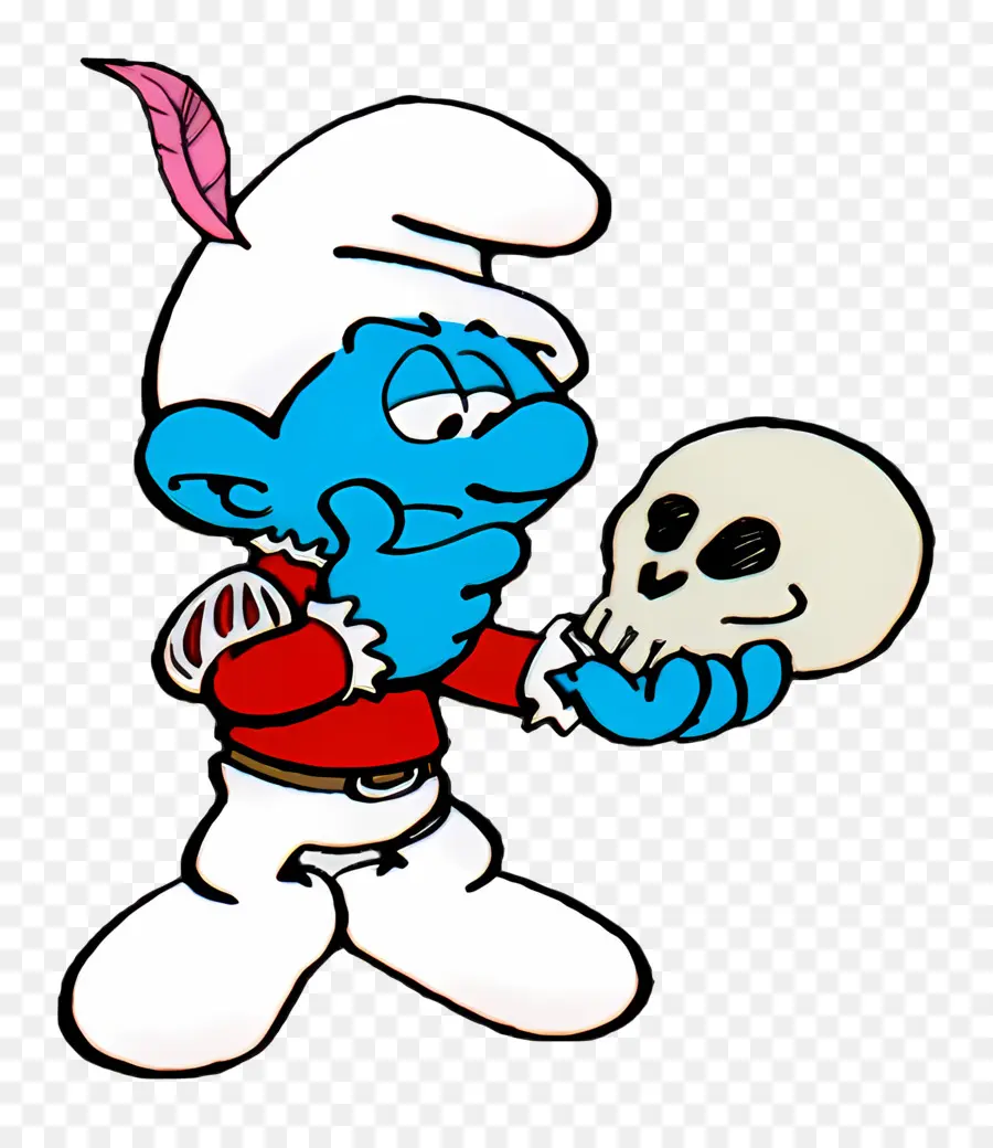 Aktor Smurf，Karakter Kartun Biru Dengan Tengkorak PNG