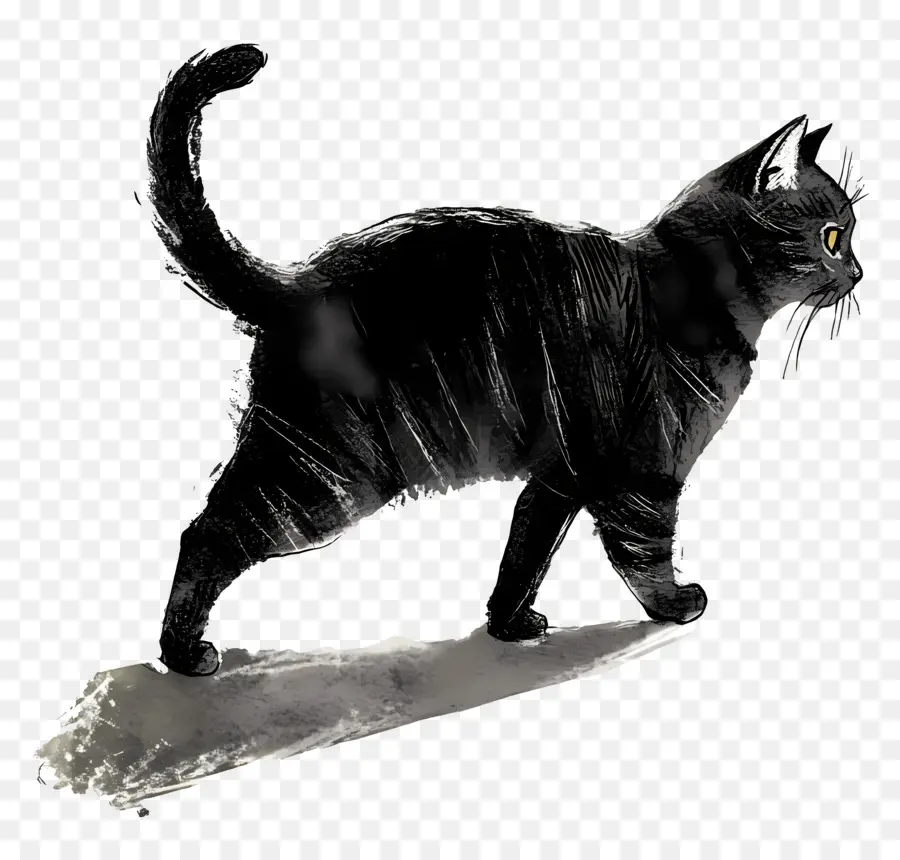 Kucing Berjalan，Kucing Hitam PNG