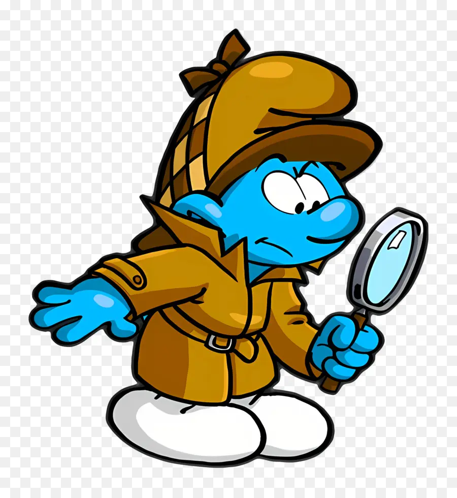 Detektif Smurf，Karakter Kartun Detektif Biru PNG