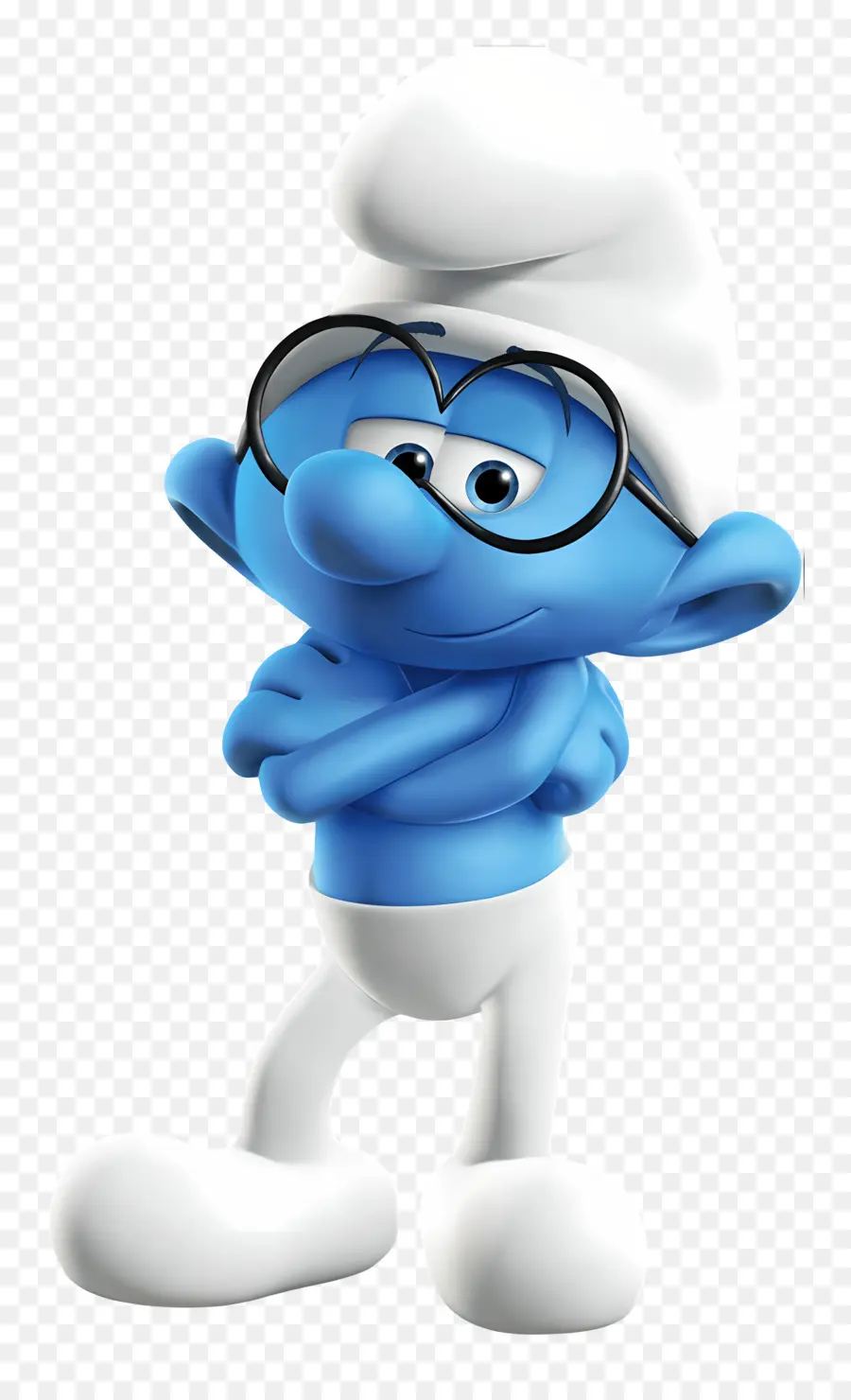 Smurf Cerdas，Karakter Kartun Biru Berkacamata PNG